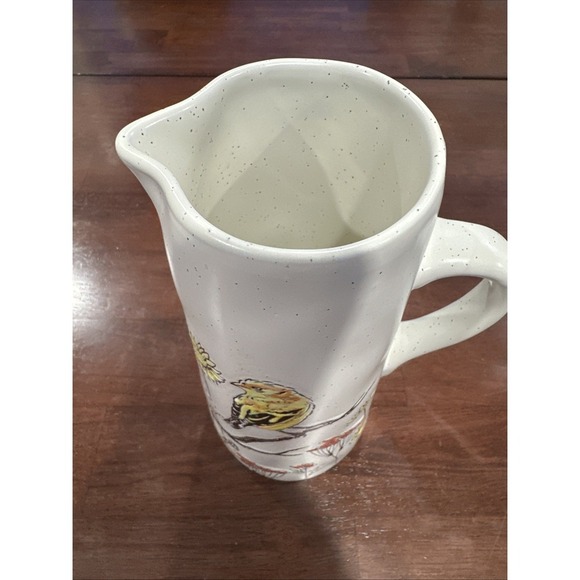 Pottery Pitcher Wildflowers With Songbirds 9.5" - Picture 3 of 5